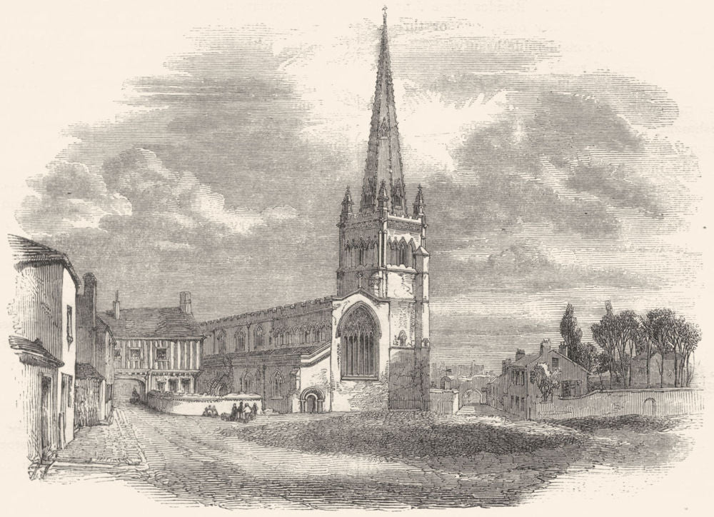 LEICESTERSHIRE. St Mary's Church, Leicester 1850 old antique print picture